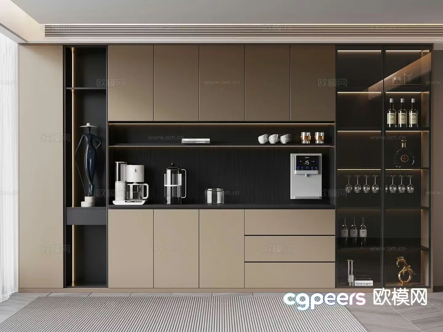 Italian wine cabinet sideboard 3d model