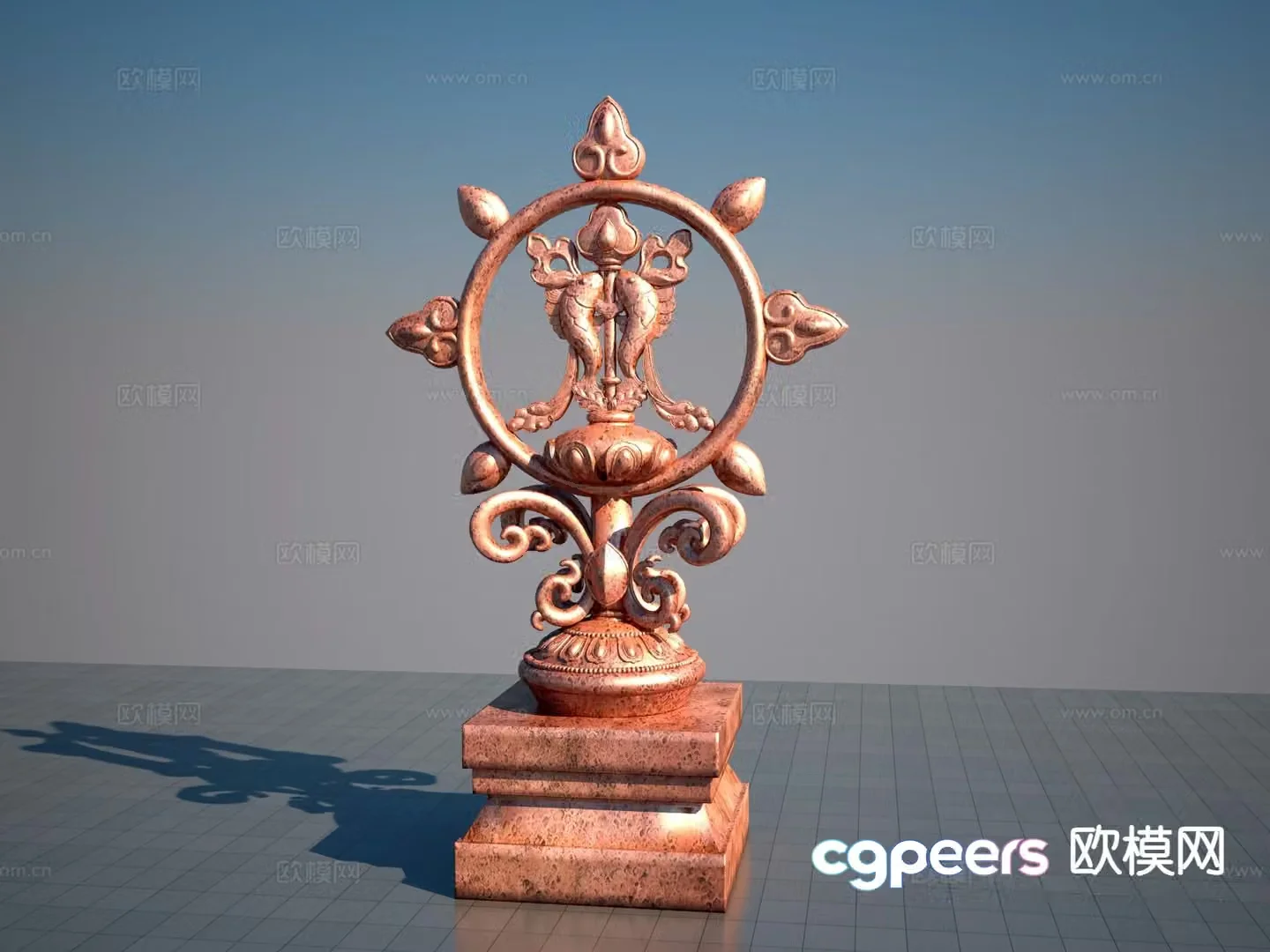 Auspicious Eight Treasures Sculpture 3D model