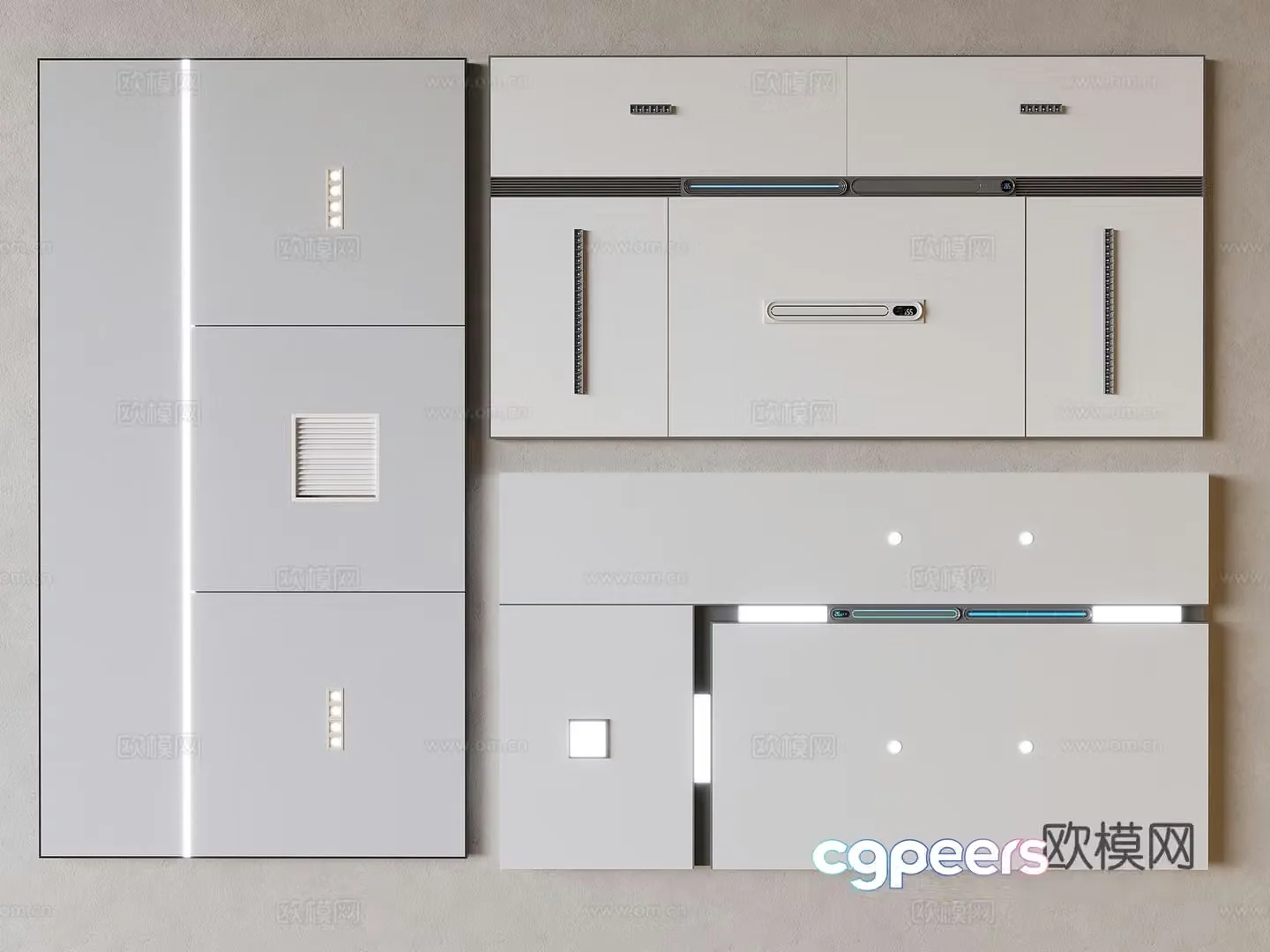 Integrated honeycomb panel suspended ceiling aluminum buckle panel integrated bathroom heater air outlet 3D model