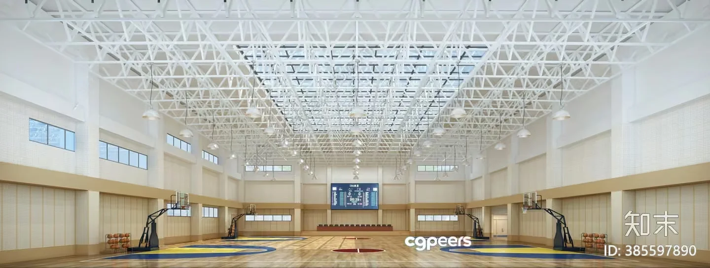 A Large Indoor Basketball Court 3D Model – 1375 – VRAY Render