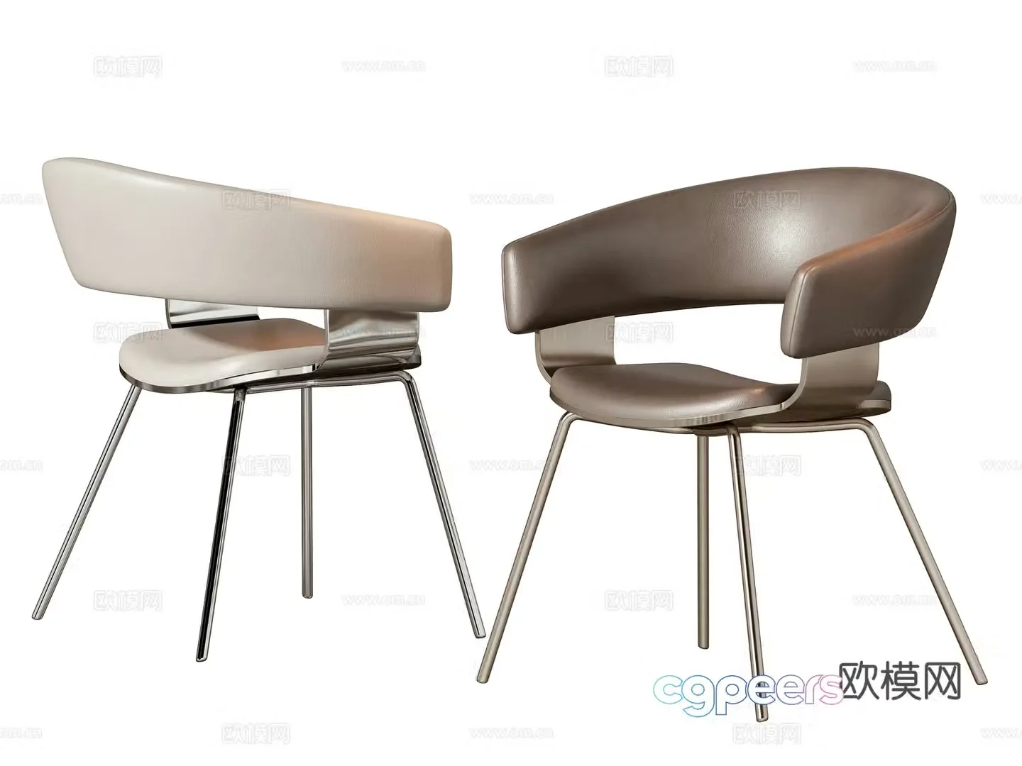 Modern single chair dining chair 3D model
