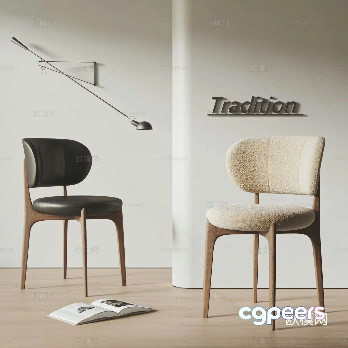 Medium style single chair combination 3D model