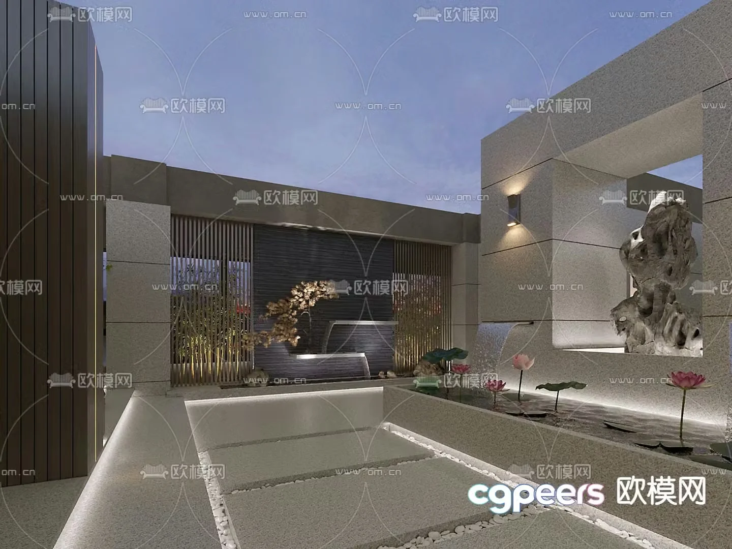 New Chinese style roof garden 33d model