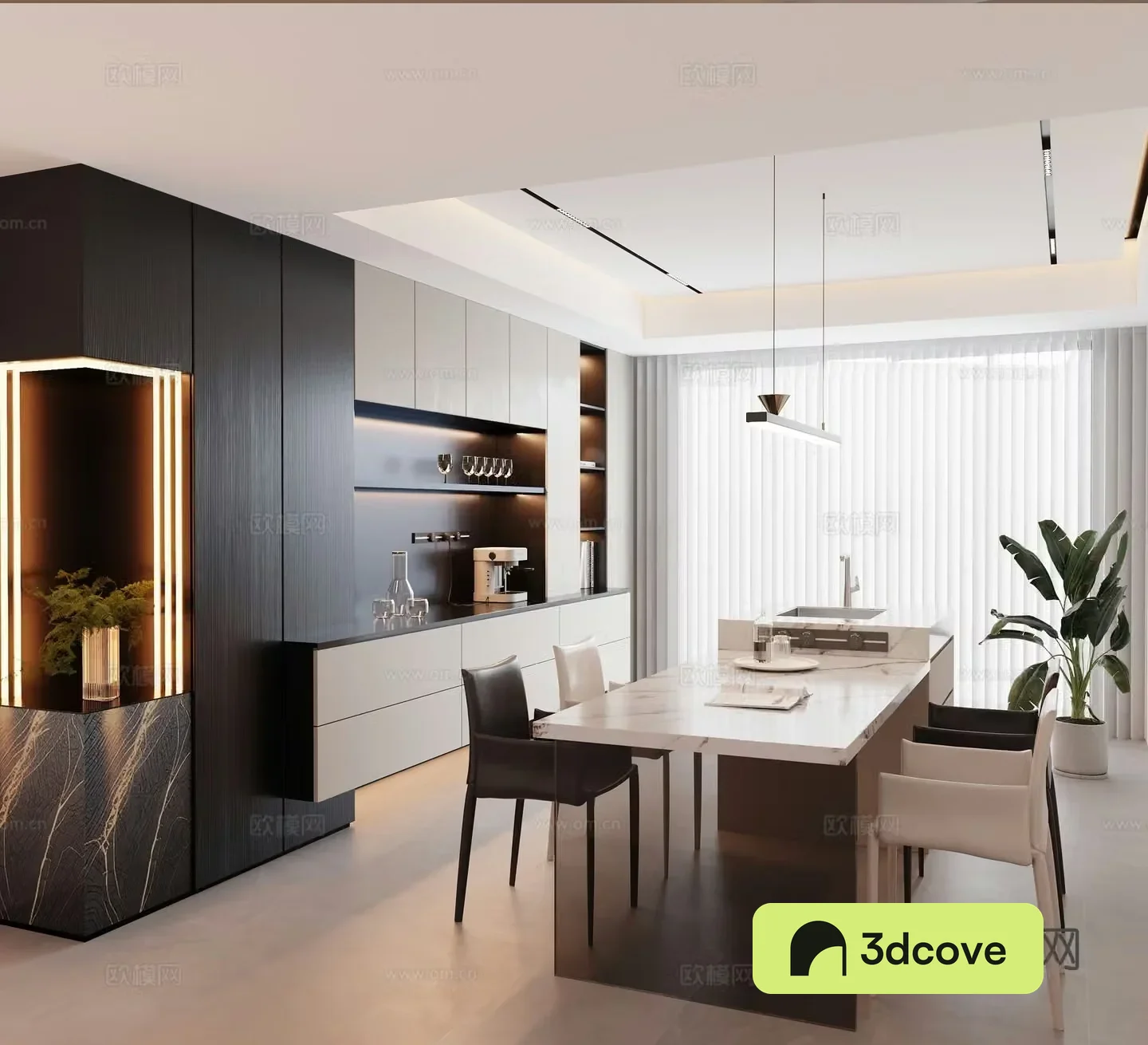 Modern Italian restaurant sideboard dining table and chair combination