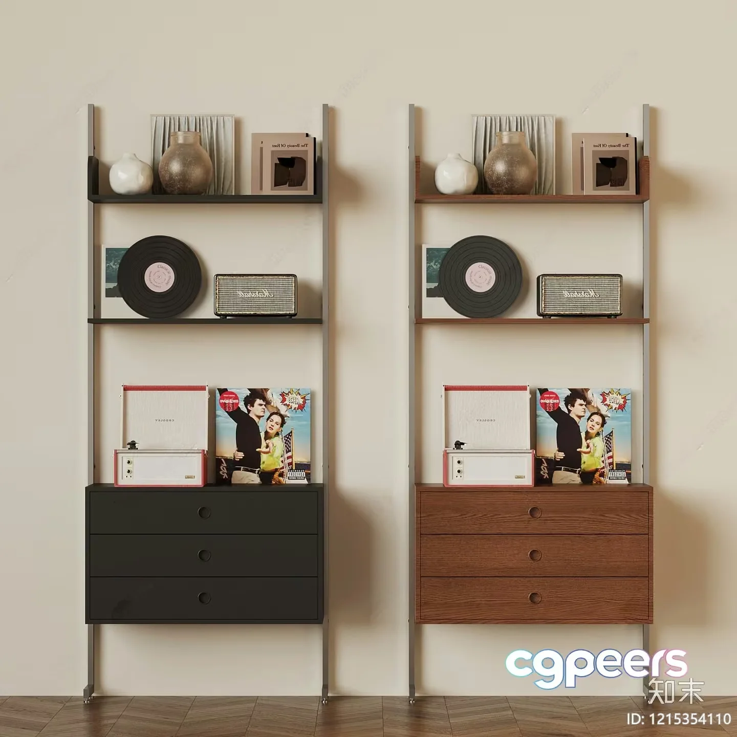 Mid-Century Modern Shelving Unit 3D Model – 10966 – VRAY Render