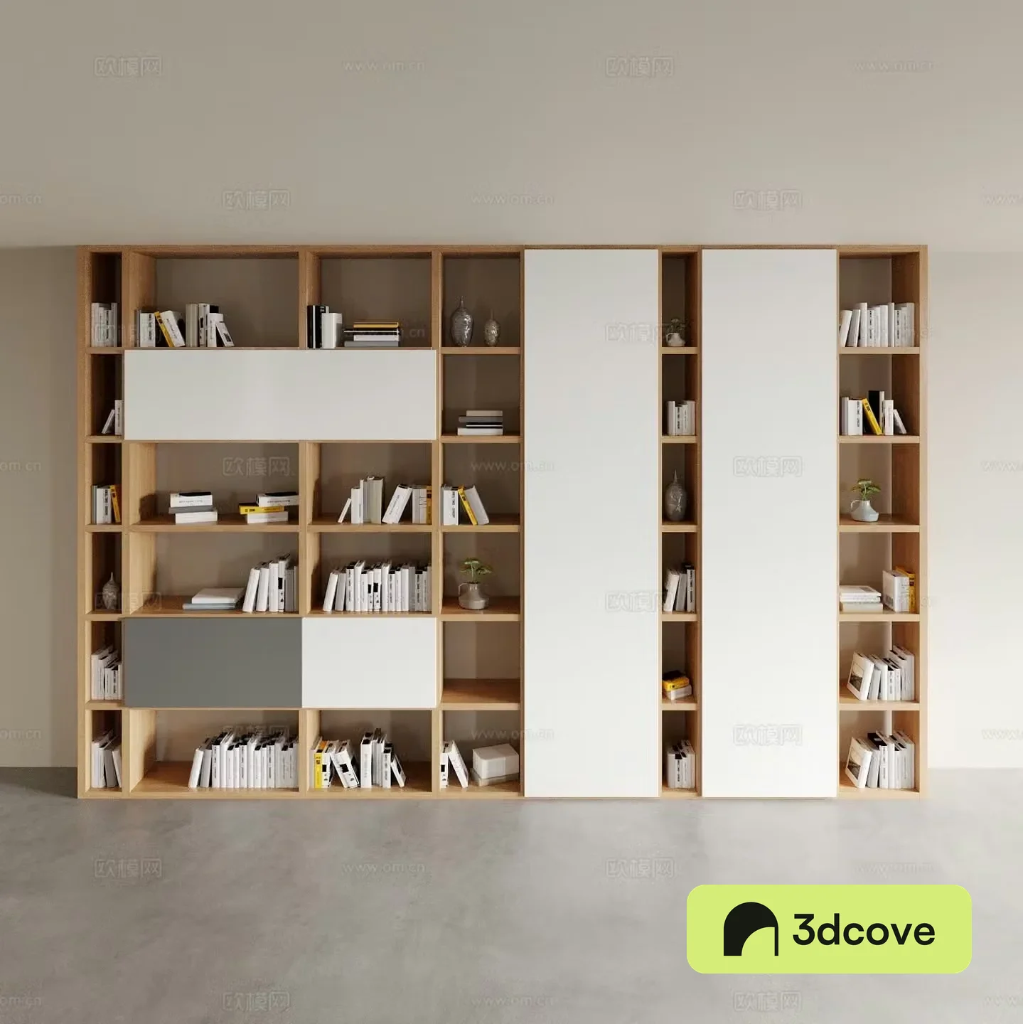 Log style bookcase display cabinet bookshelf