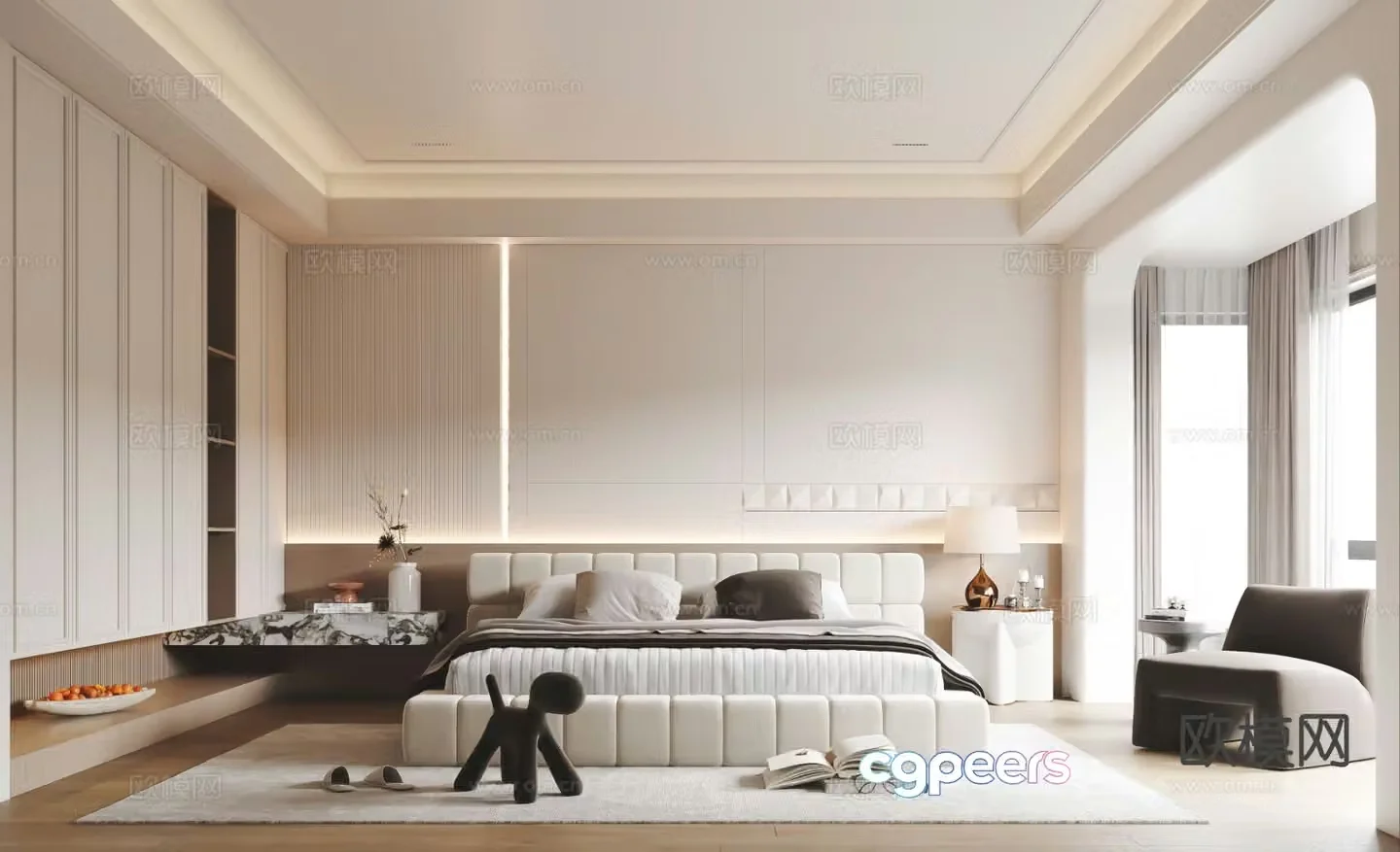 Cream style bedroom master bedroom 3d model