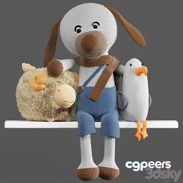3ds Max Free – Toys, dolls dog, sheep, Seagull