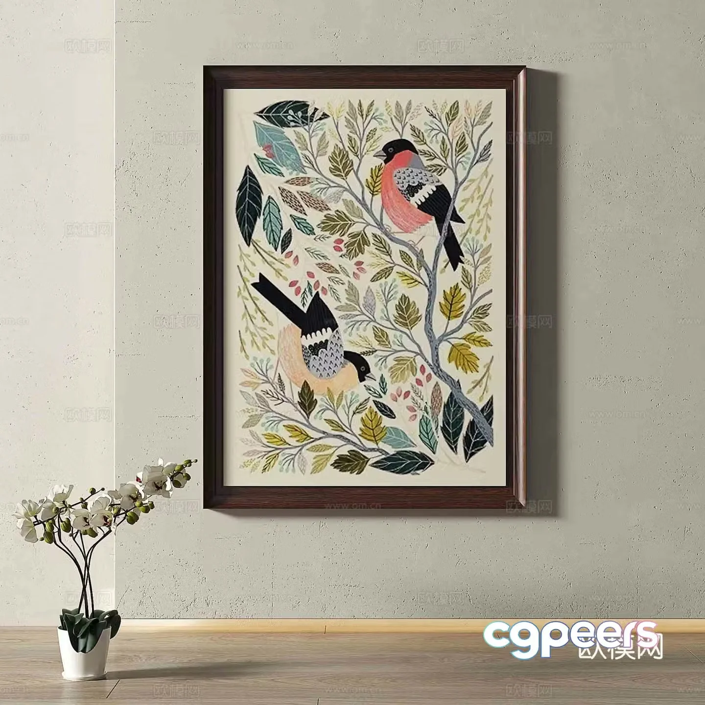 Retro hanging paintings decorative paintings 3d model