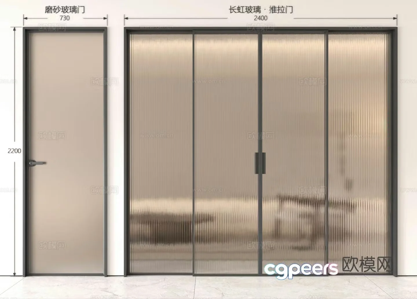 Modern sliding doors Glass sliding doors Glass sliding doors Changhong glass doors Kitchen sliding doors 3D model