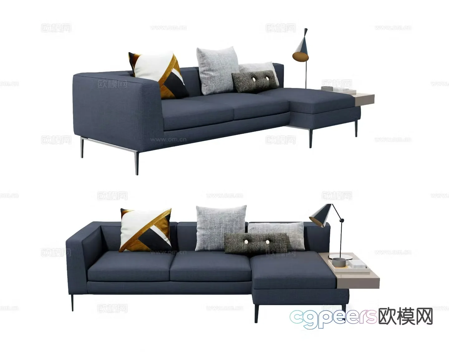 Modern corner sofa multi-person sofa 3d model