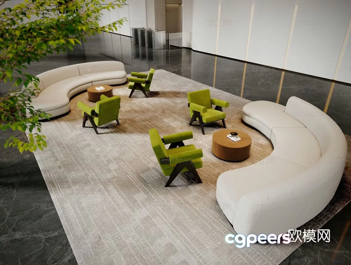 Office sofa lobby sofa public sofa 3d model
