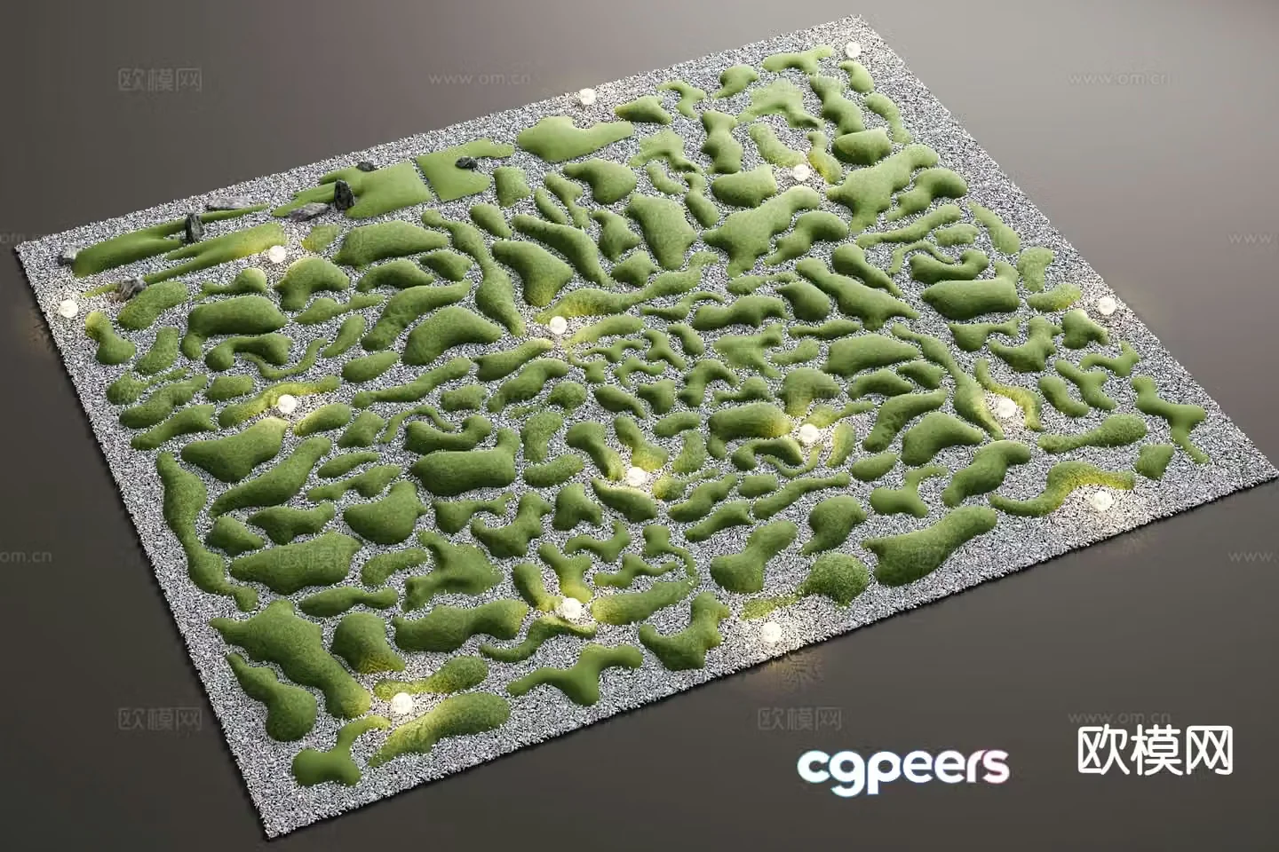 Modern micro-terrain green island slope grass slope earth bag slope 3D model