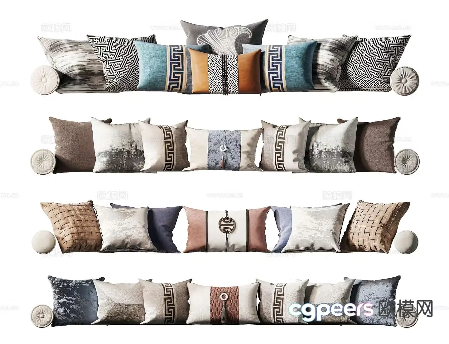 New Chinese style pillow pillow 3d model
