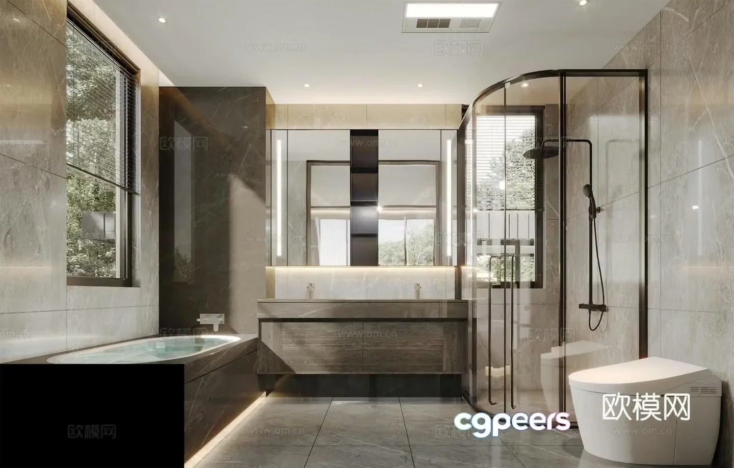 Modern minimalist and light luxury bathroom 3D model