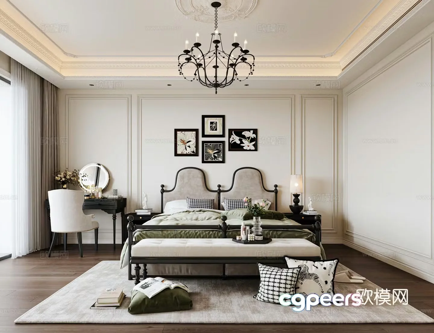 French retro bedroom master bedroom 3d model