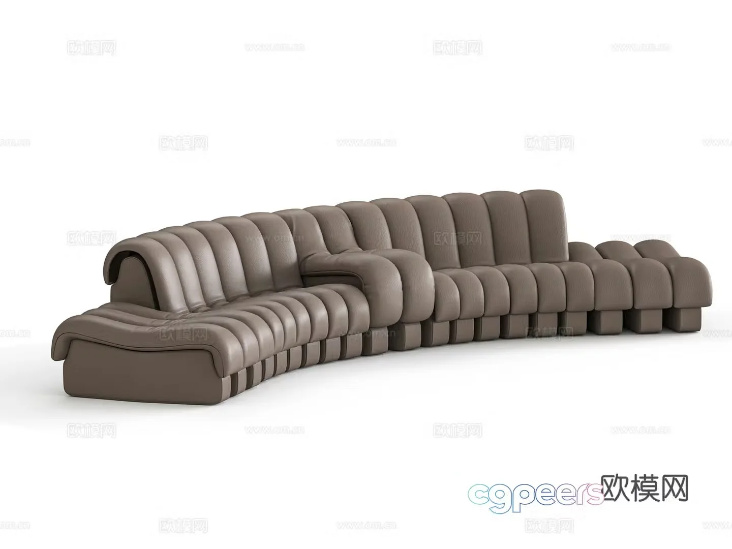 Light luxury leather multi-person sofa 3D model