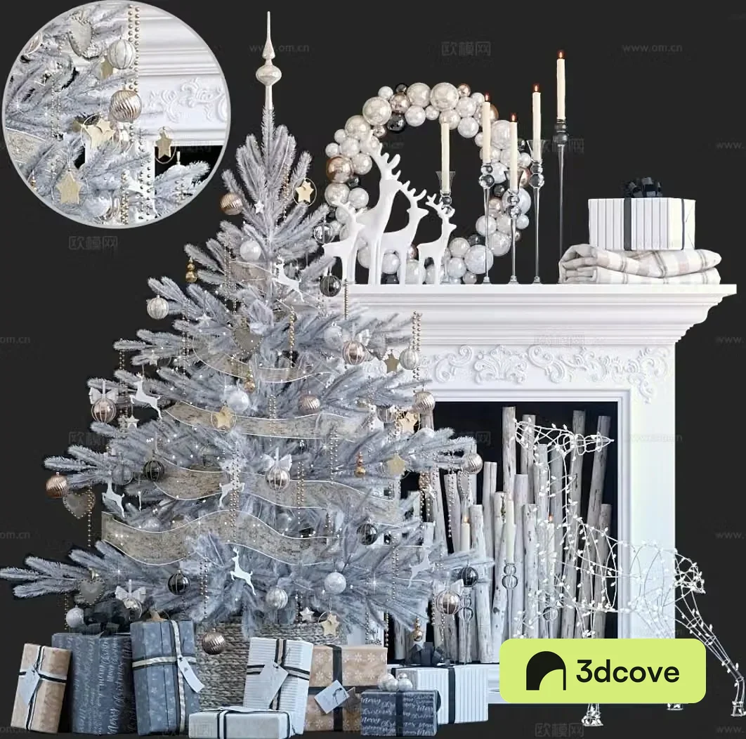 Fireplace Christmas tree decoration
