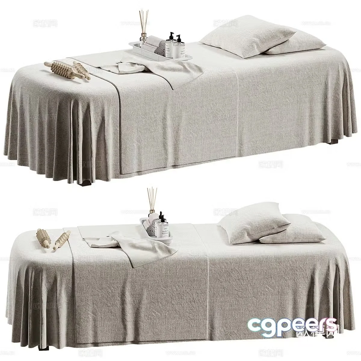 Modern Cream Feng Shui Massage Bed 3D Model