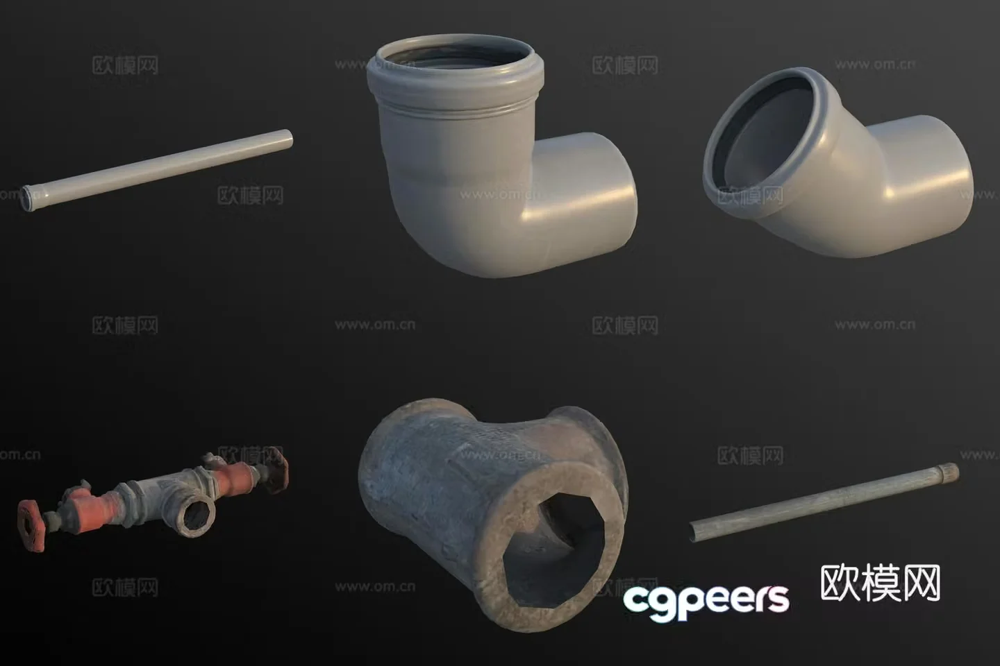 Pipe tee elbow joint hardware water pipe switch 3D model