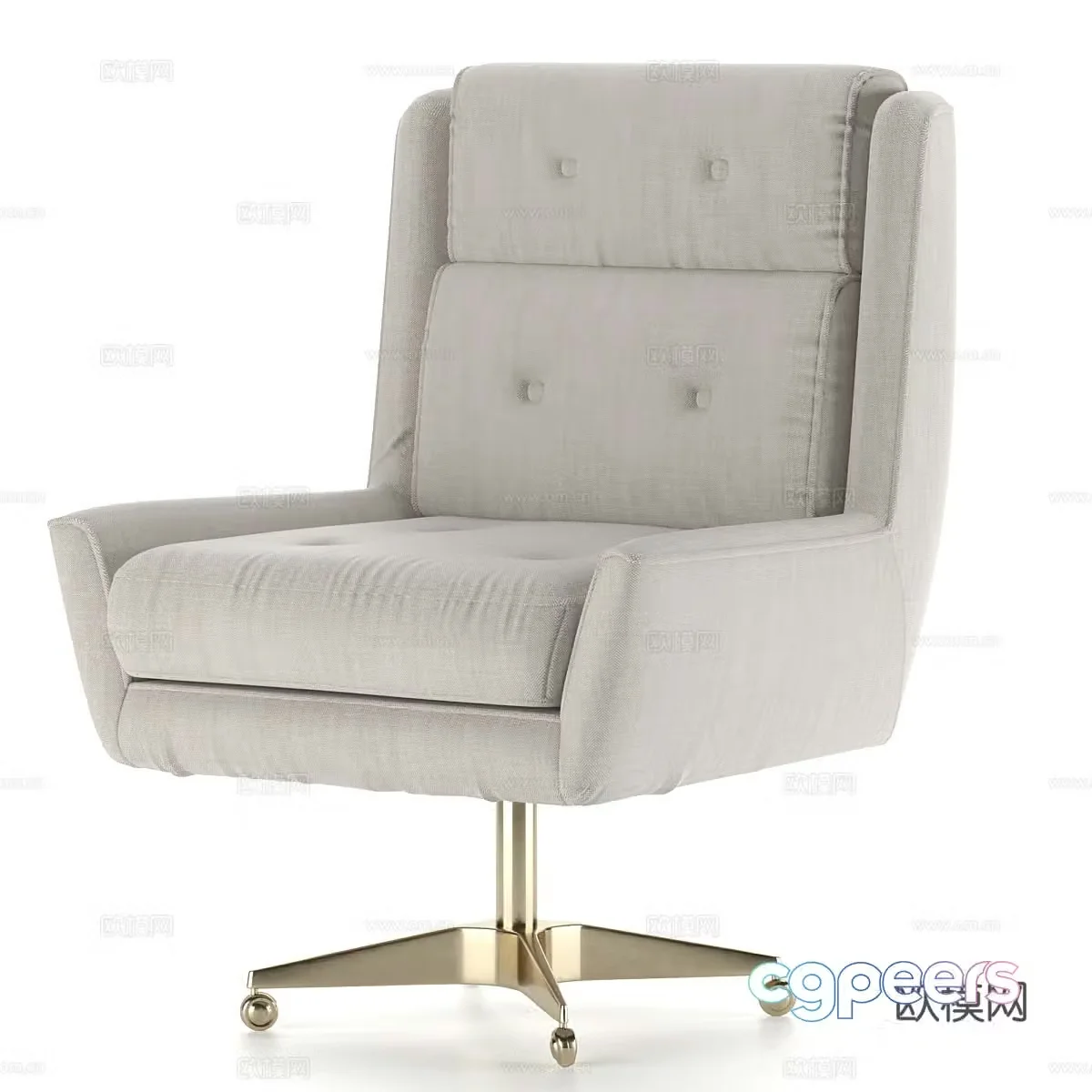 Modern Italian light luxury fabric office chair 3D model