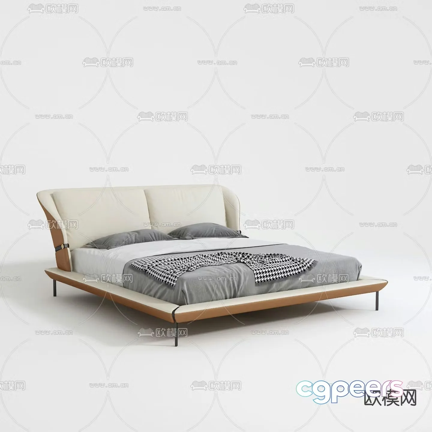 Modern double bed 3d model