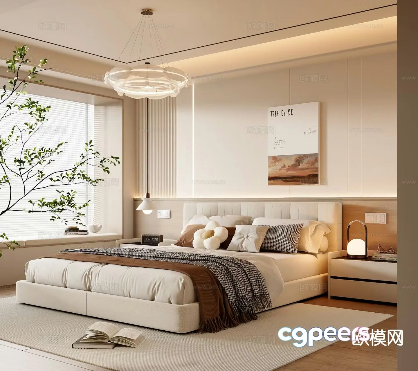 Cream style bedroom master bedroom 3d model
