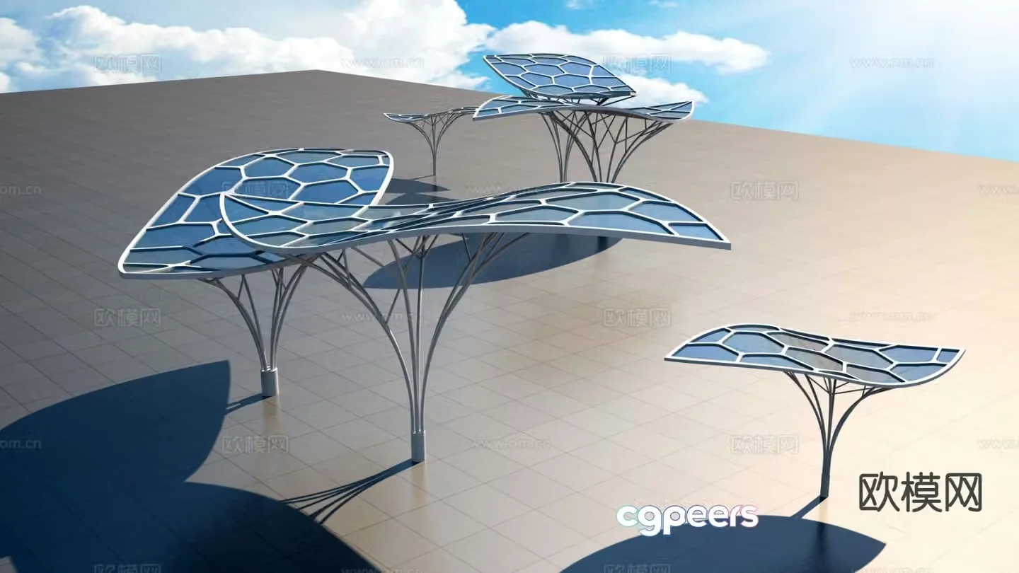 Modern creative leaf gallery 3d model