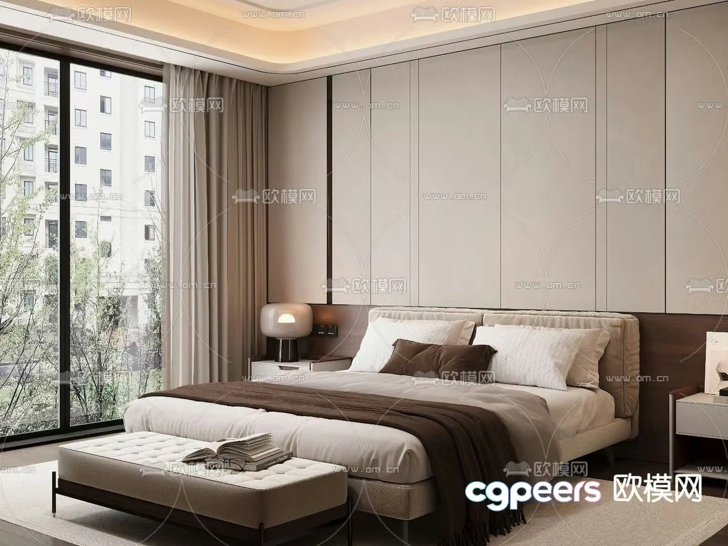 Modern double bed 3d model