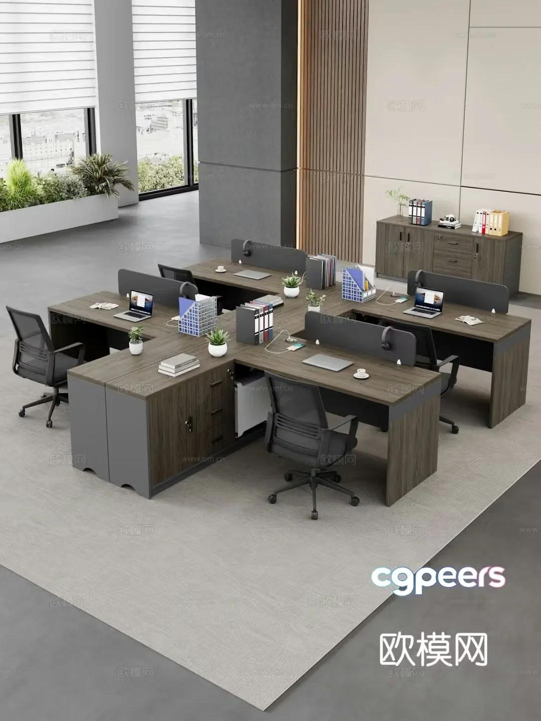 Modern office desk chair staff desk staff desk office desk chair combination office furniture 3d model