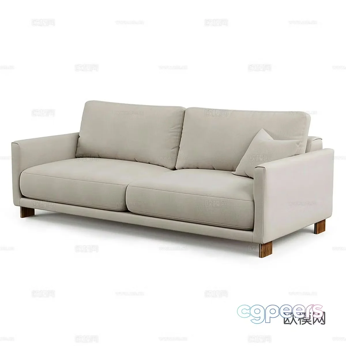 Double sofa leather sofa 3d model
