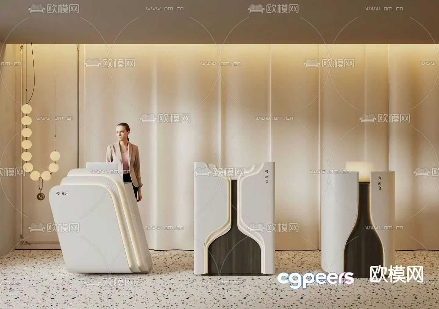 Front desk information desk reception desk service desk 3d model