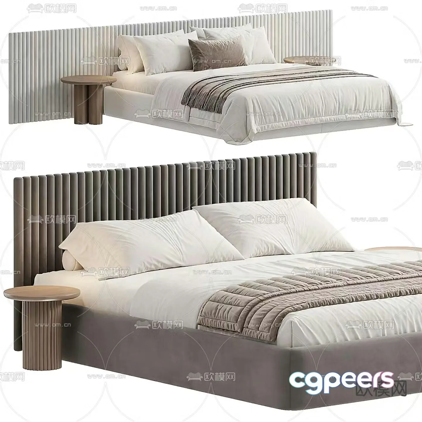 Modern double bed 3d model
