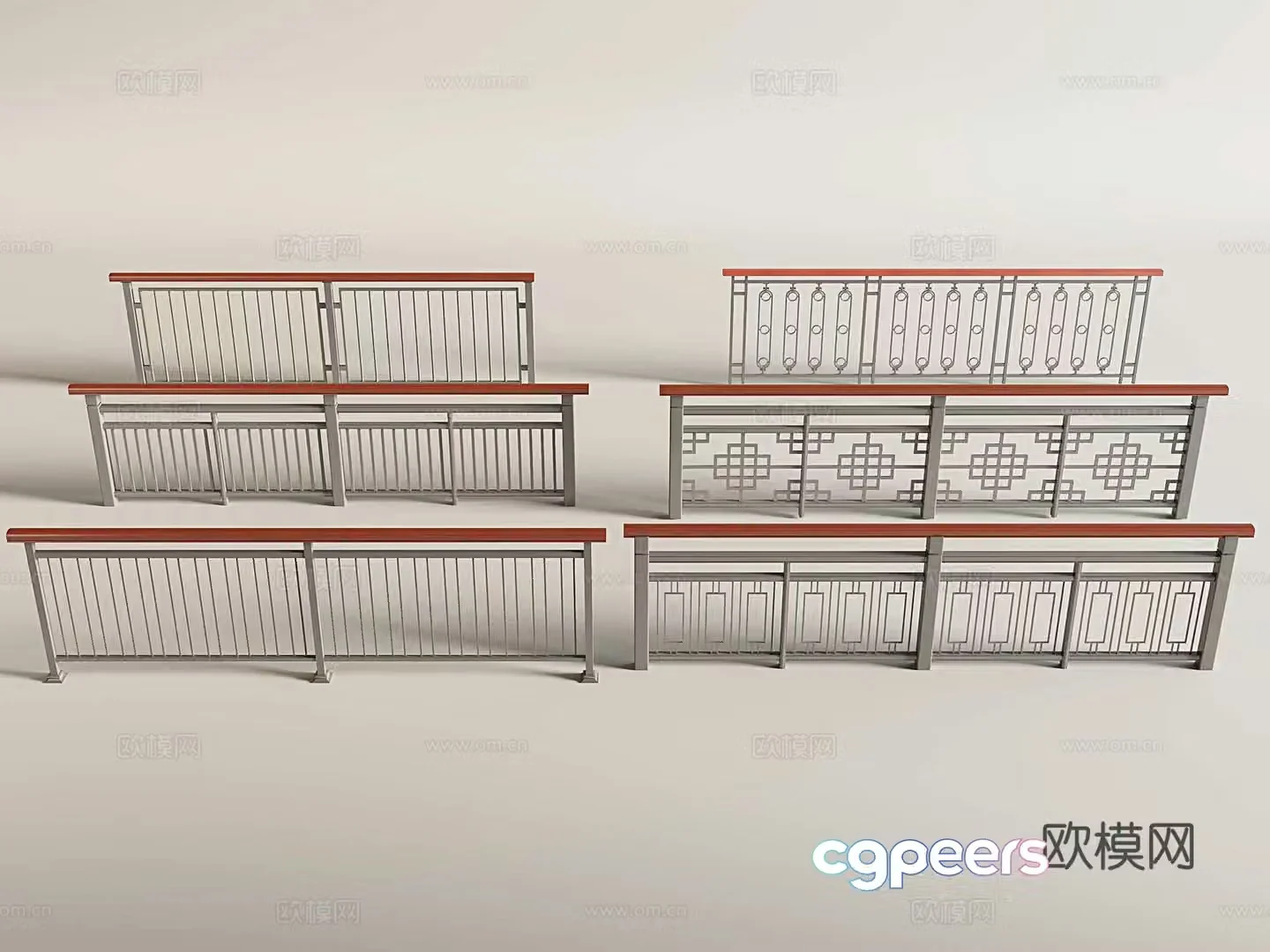 New Chinese style railing fence fence guardrail 3d model