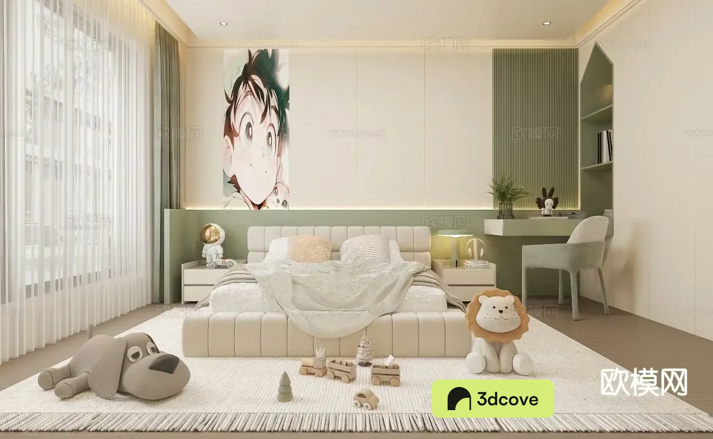 Cream style children’s room 3D model of children’s room