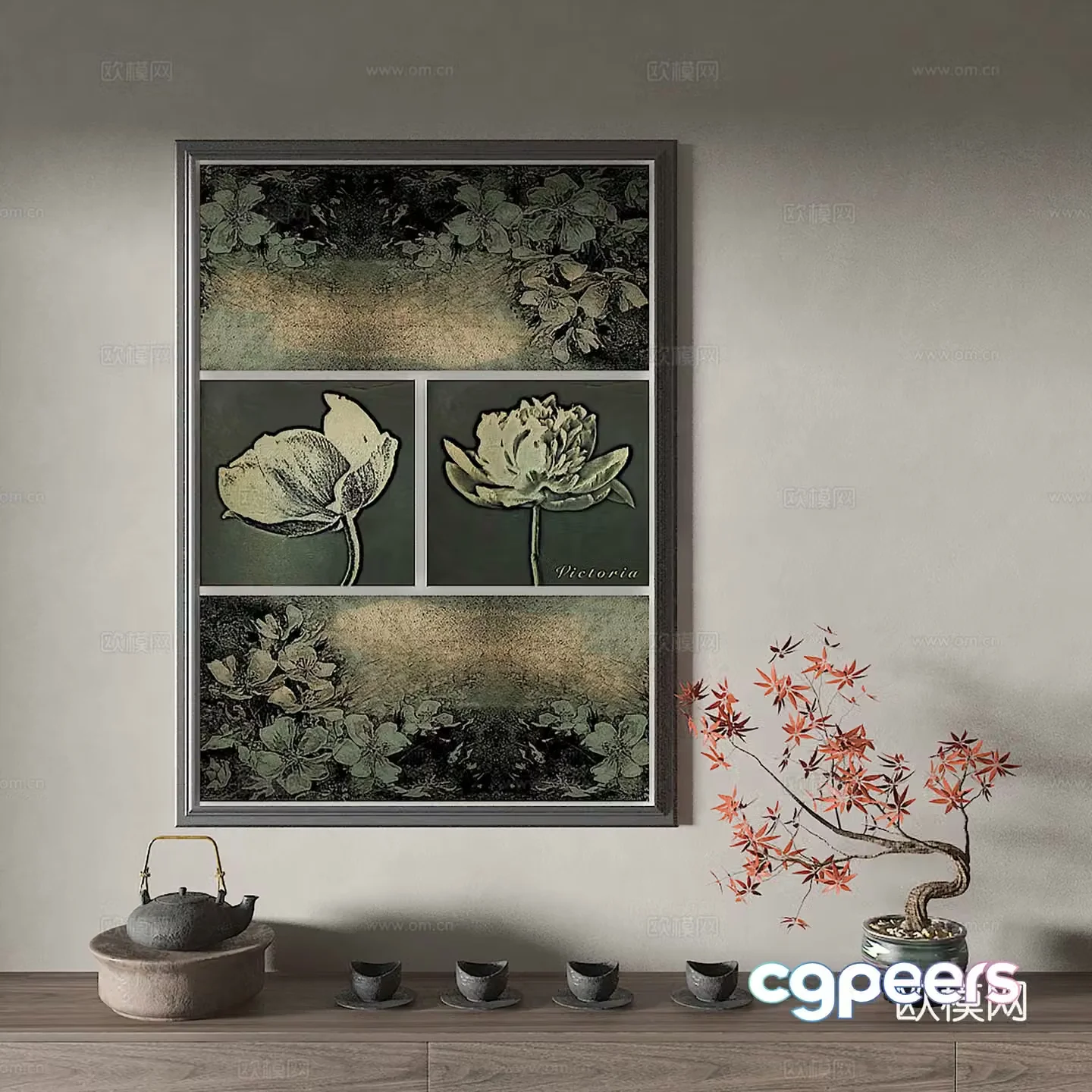 New Chinese style decorative painting 3D model