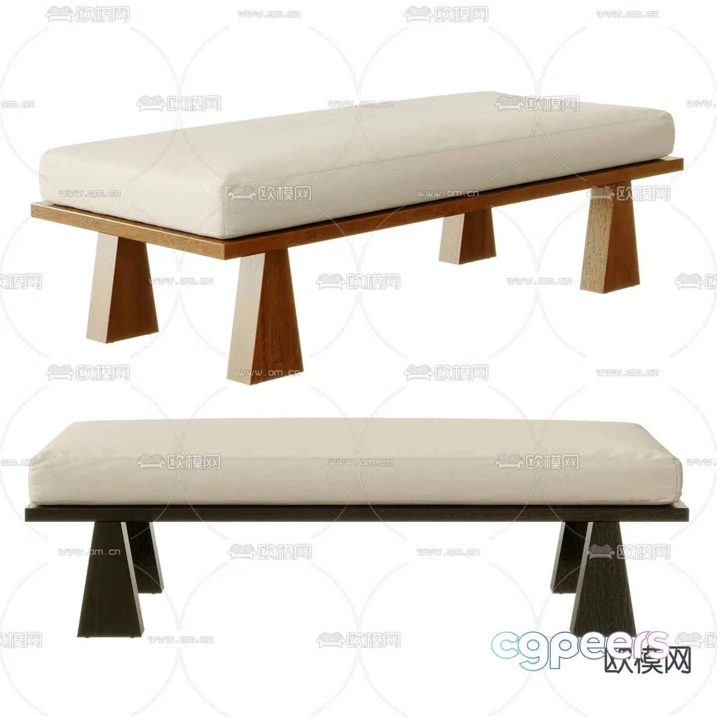 Modern bench sofa bench solid wood bench 3d model
