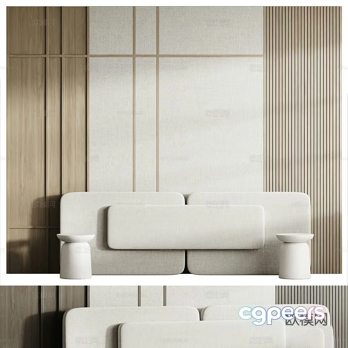 New Chinese style bedside background wall 3D model