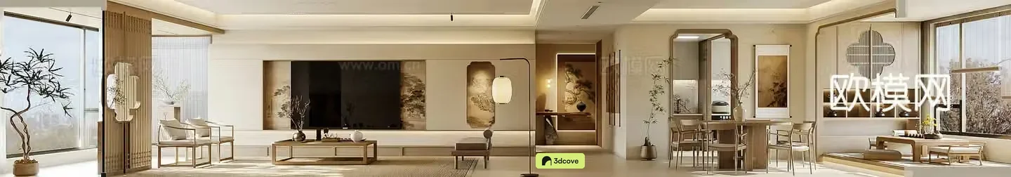 Song style living room TV background wall sofa coffee table combination