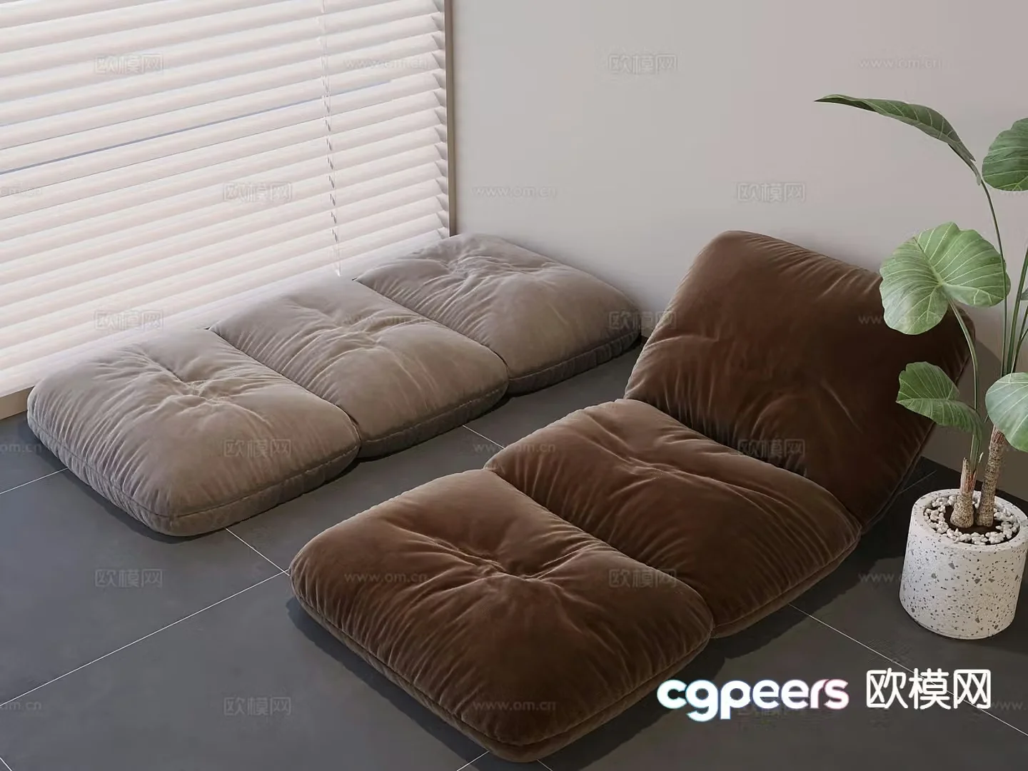 Modern soft cushions bay window cushions tatami cushions 3D model
