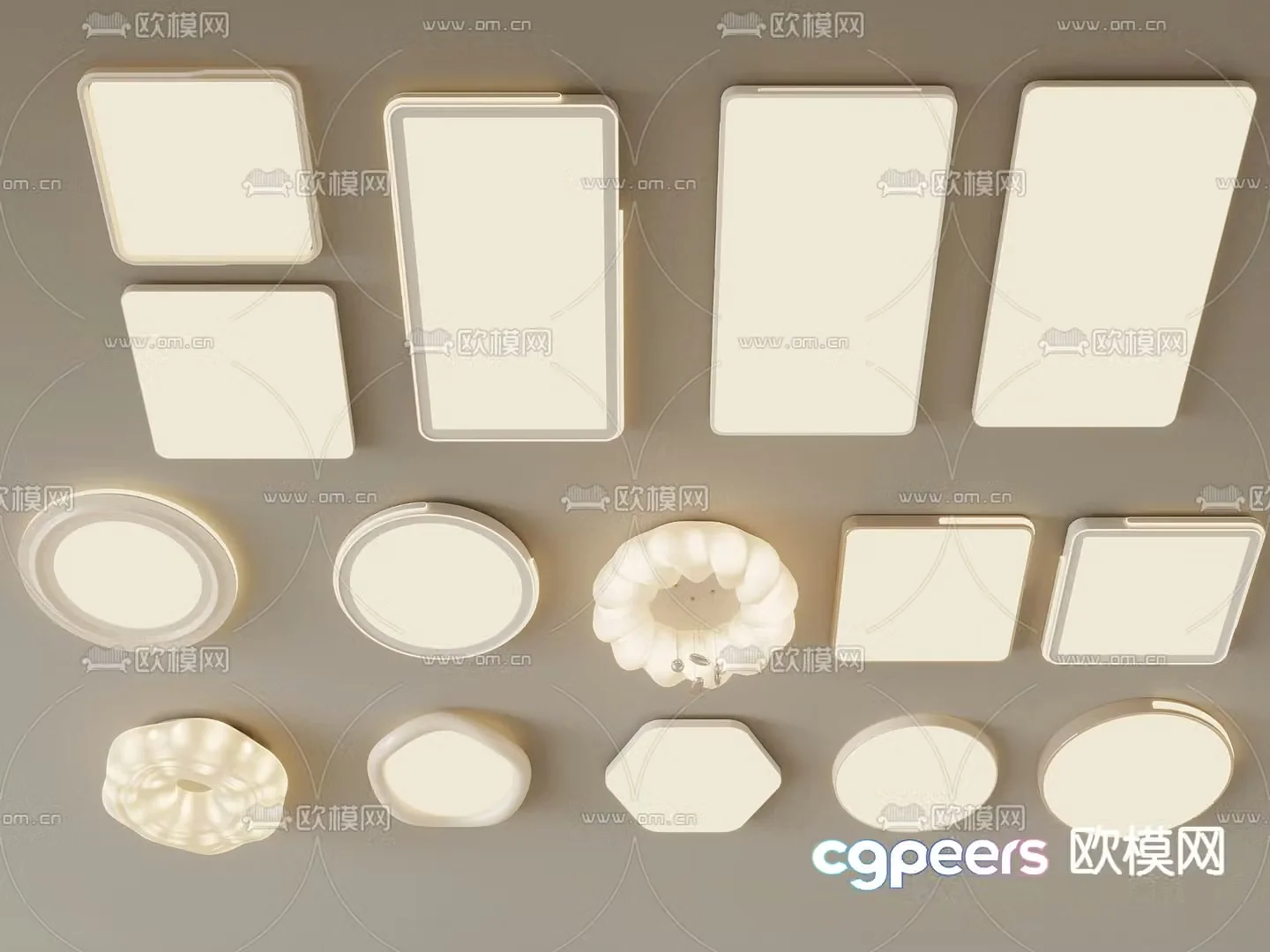 Cream style ceiling lamp 3d model