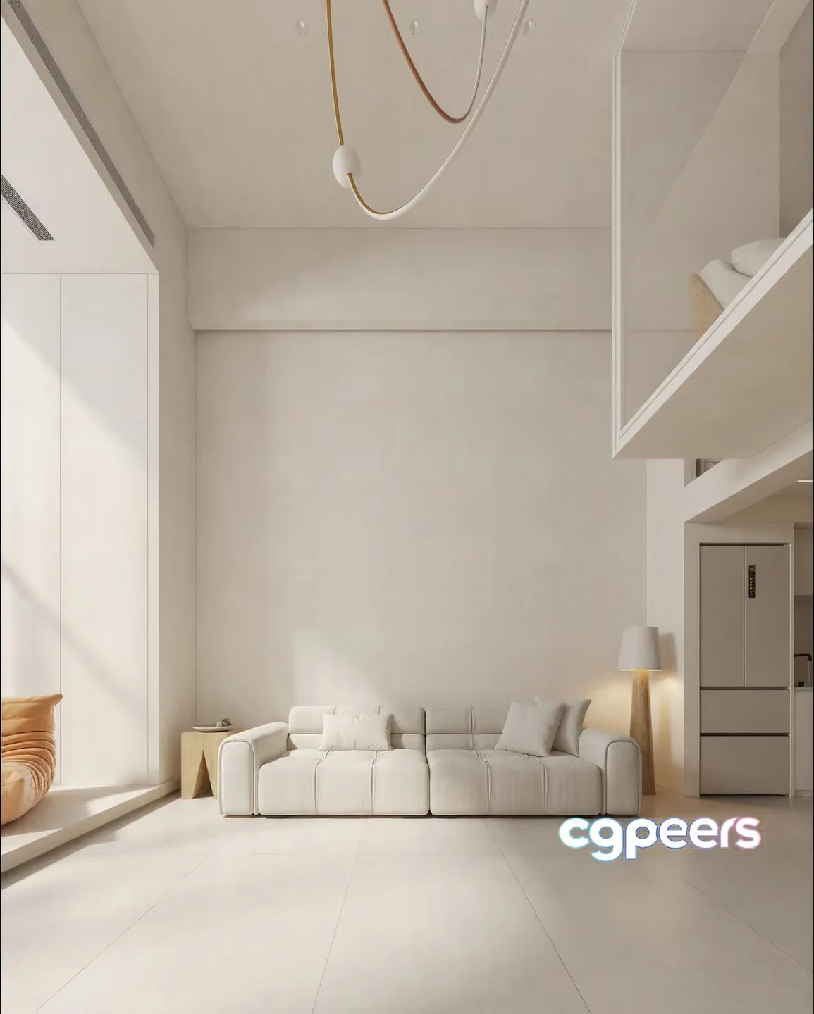 Modern White Living Room 3D Model – 18206 – CORONA Render