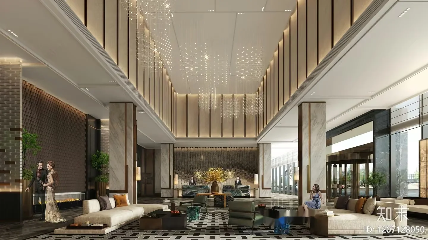 Modern Hotel Lobby 3D Model – 4168 – CORONA Render