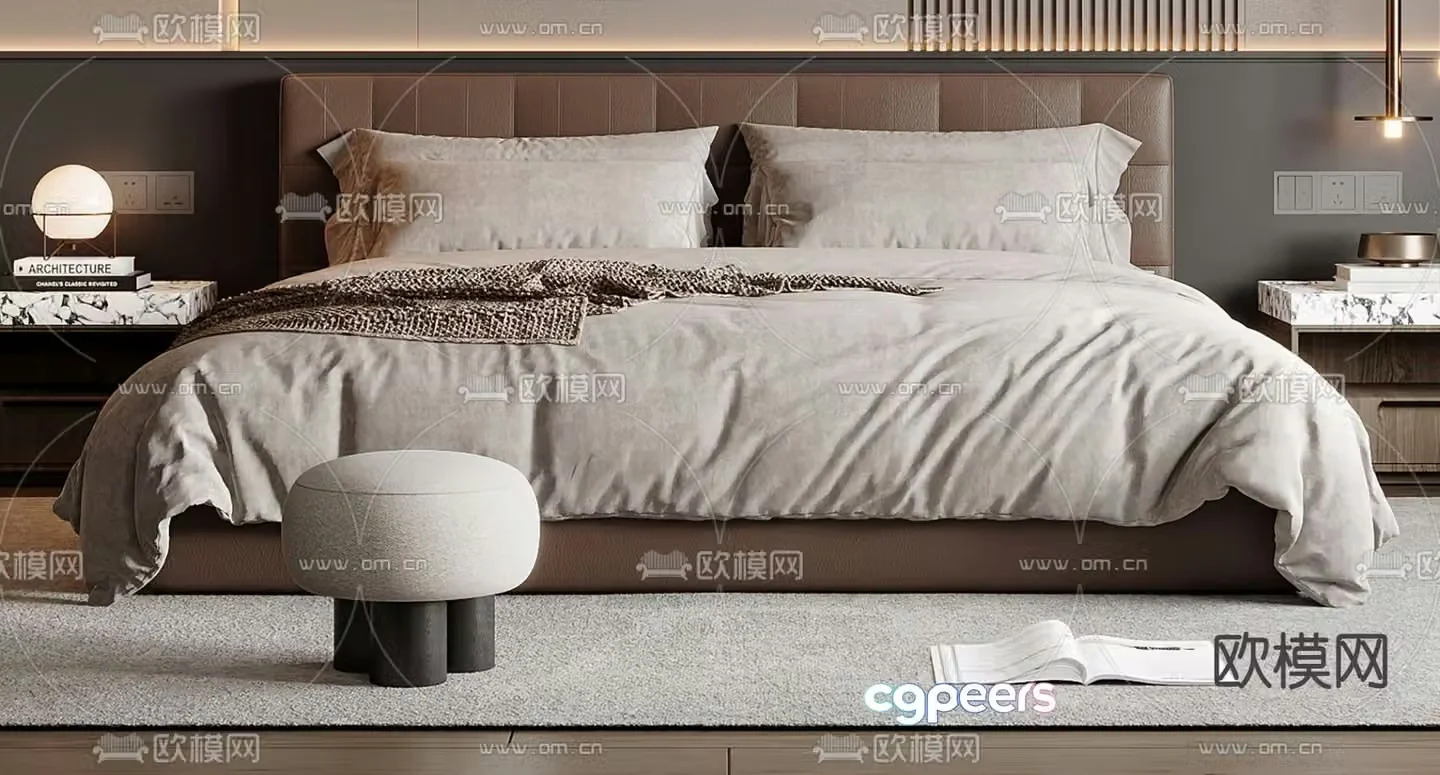 Italian double bed 3d model