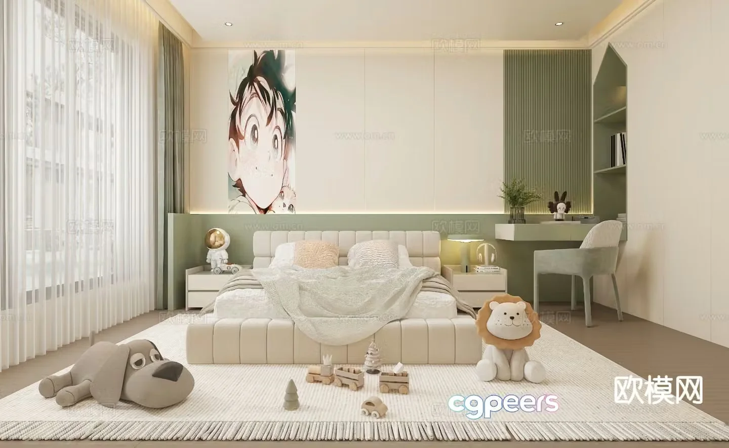 Cream style children’s room 3D model of children’s room