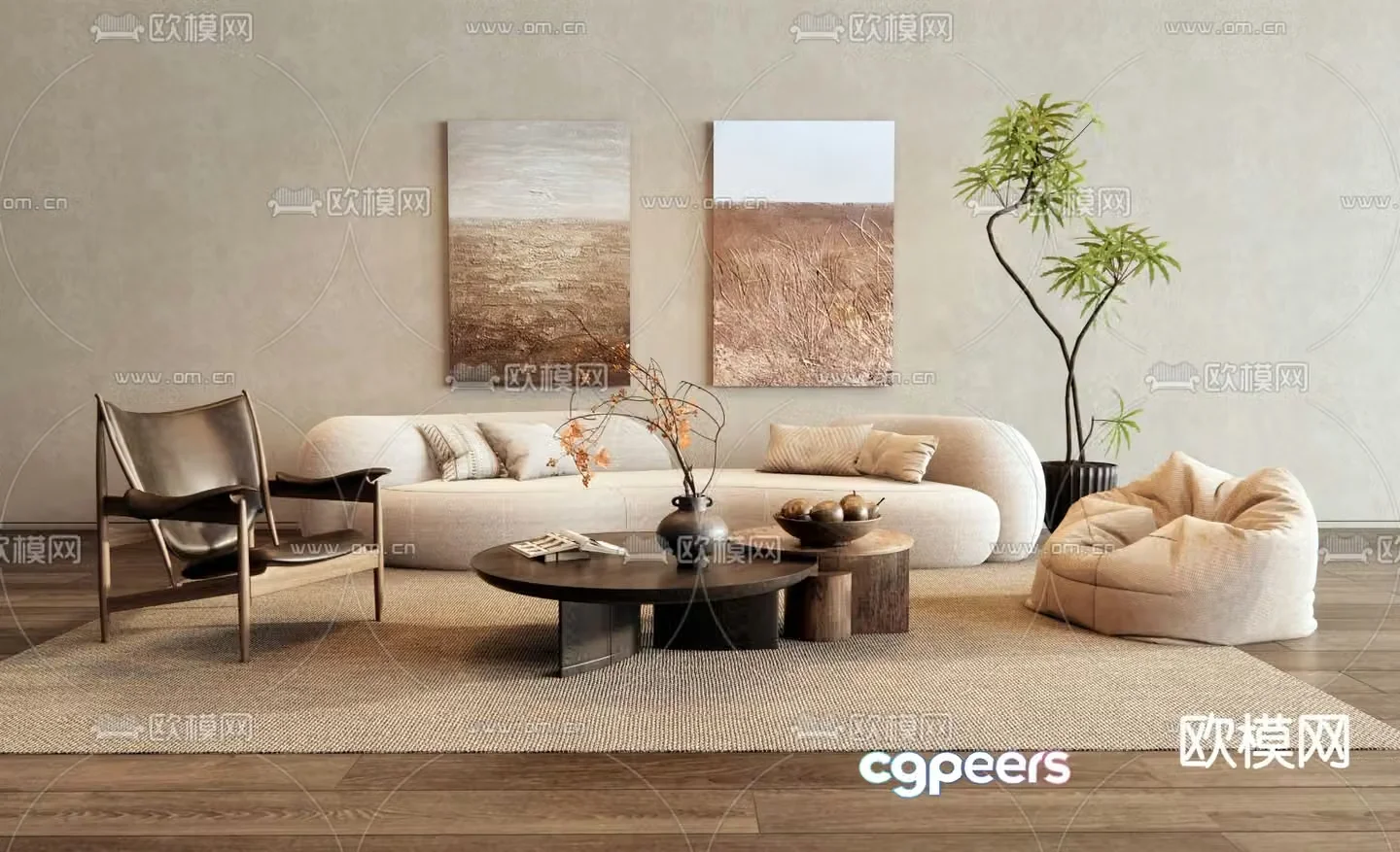 Wabi-sabi sofa modular sofa 3d model