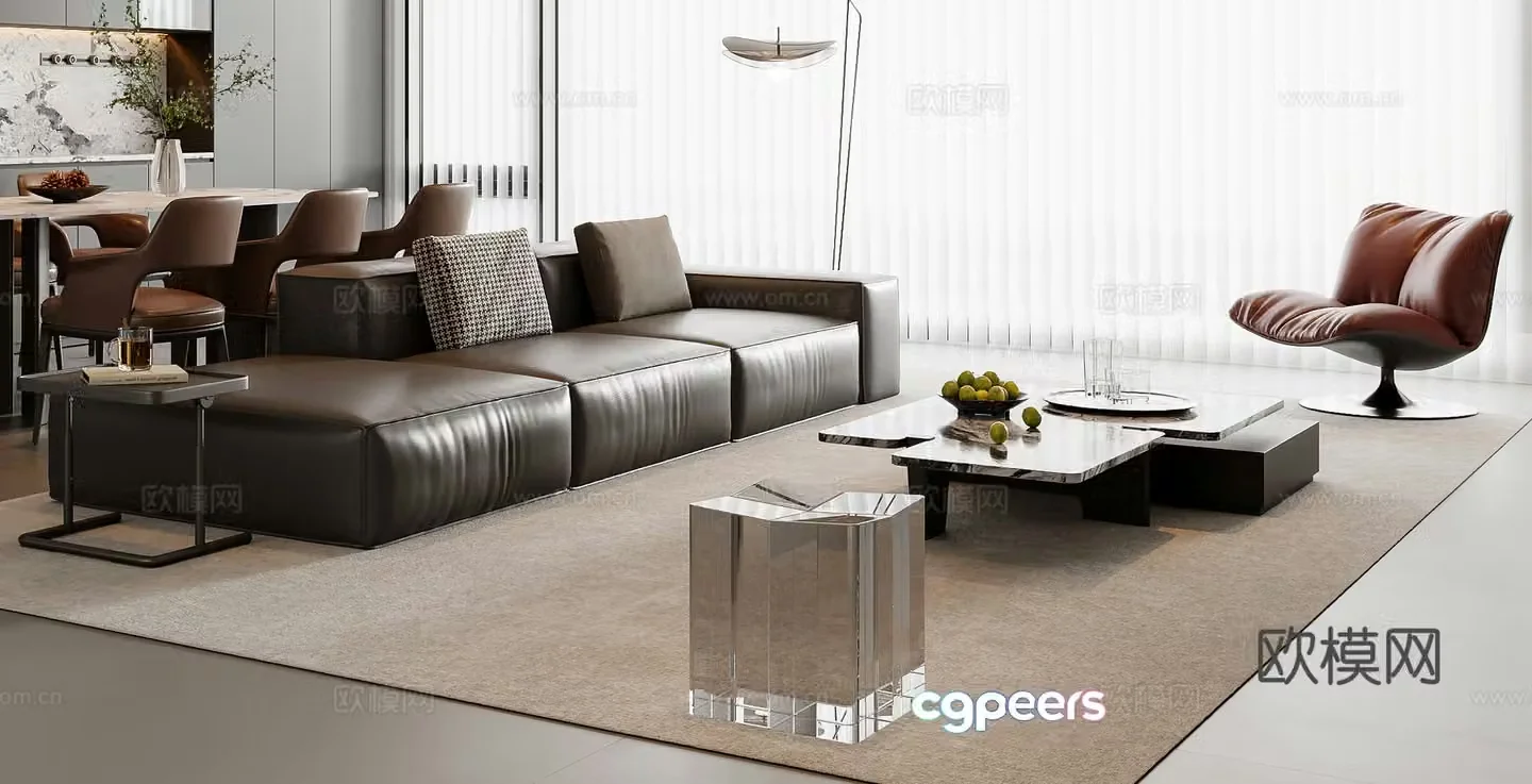 Italian sectional sofa 3d model