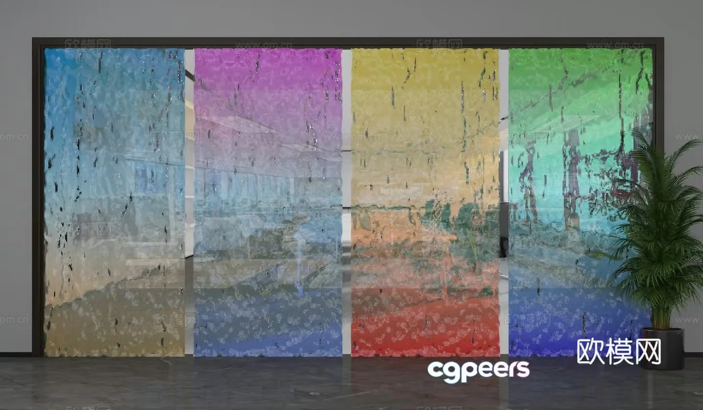 Modern glass partition 3d model