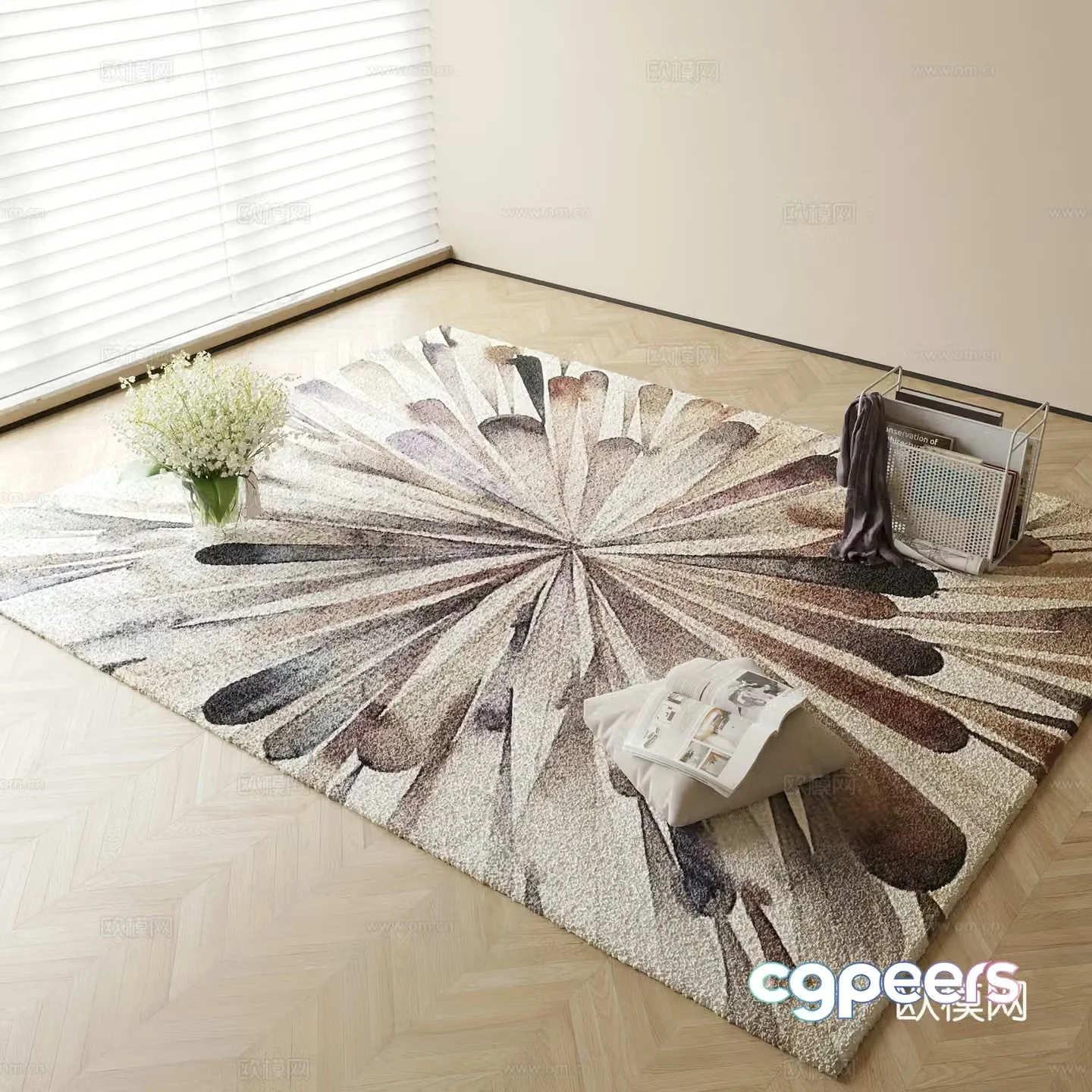 Modern carpet square rug 3d model