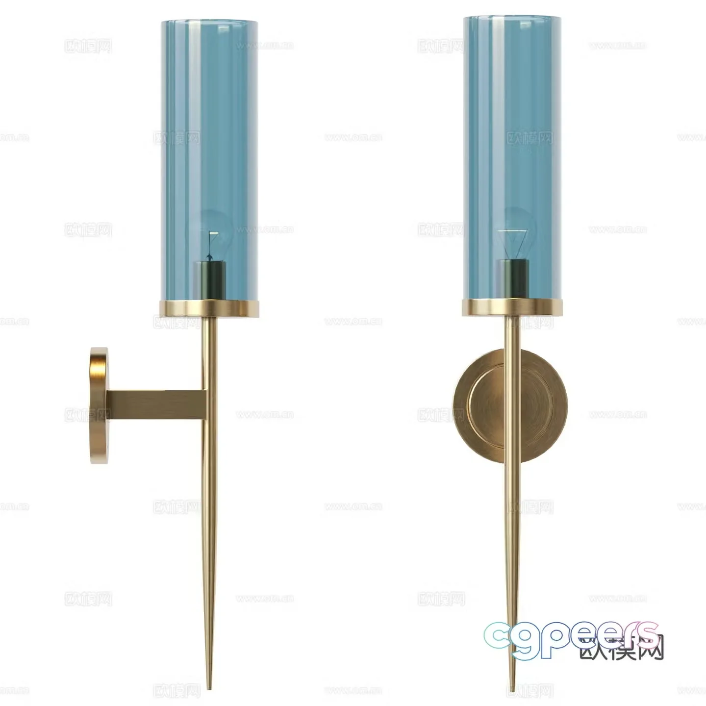 Modern Italian light luxury metal glass wall lamp 3D model